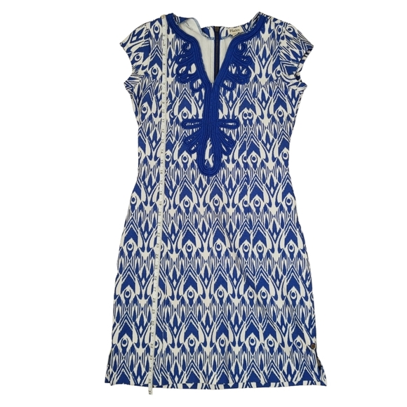 Hatley cap sleeve ikat print shift dress blue white small - Picture 10 of 13